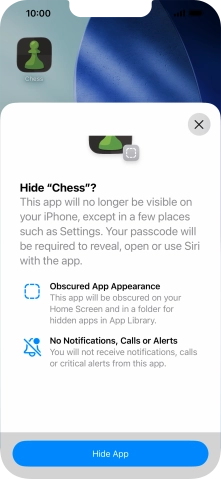 Press Hide App.
