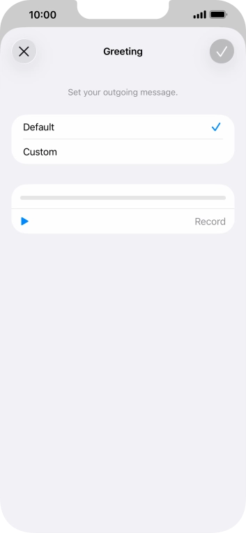 Press Default to select the default greeting. Press Default to select the default greeting.