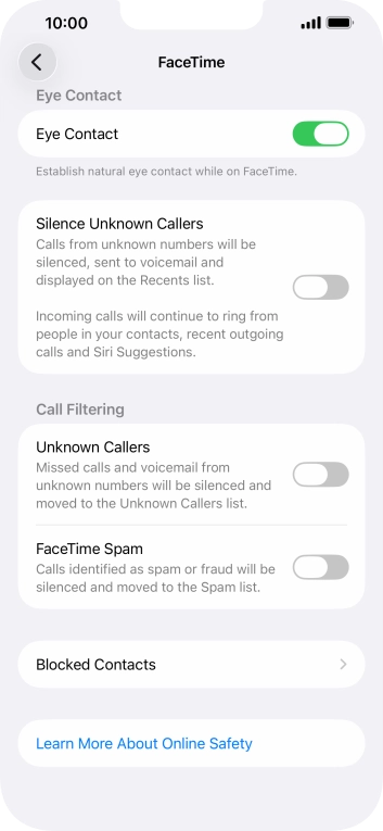 Press Blocked Contacts.