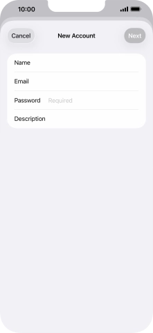 Press Password and key in the password for your email account. Press Password and key in the password for your email account.