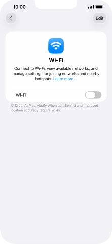 Press the indicator next to 'Wi-Fi' to turn on the function. Press the indicator next to 'Wi-Fi' to turn on the function.