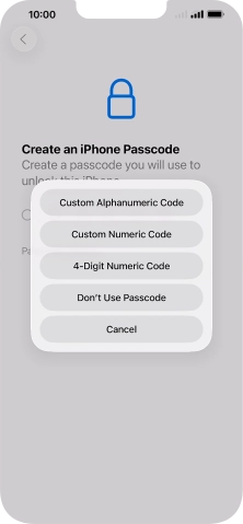 Follow the instructions on the screen to turn on the lock code or press Don't Use Passcode. Follow the instructions on the screen to turn on the lock code or press Don't Use Passcode.