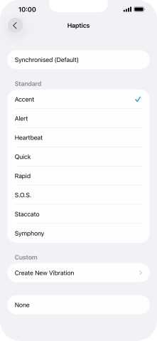 Press the required setting to turn on the function.