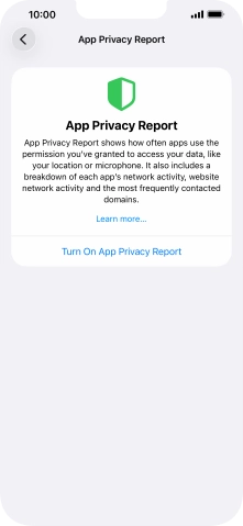 Press Turn On App Privacy Report to turn on the function.