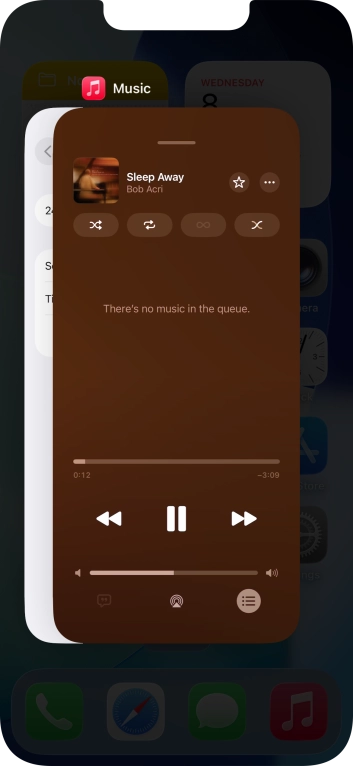 Slide upwards on the required application to end it.