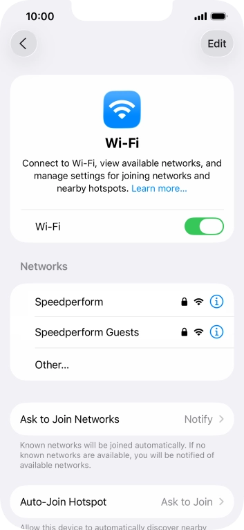 Press the required WiFi network and key in the password for the WiFi network.