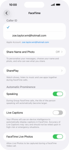 Press the required setting below 'Caller ID'. Press the required setting below 'Caller ID'.