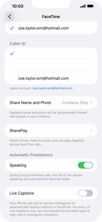Press the required setting below 'Caller ID'.