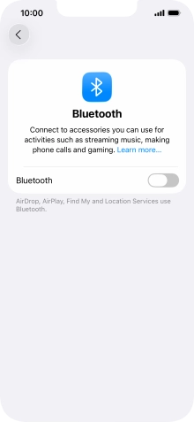 Press the indicator next to 'Bluetooth' to turn on the function.