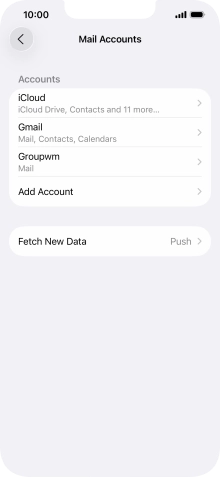 Press the name of the email account you've just set up.