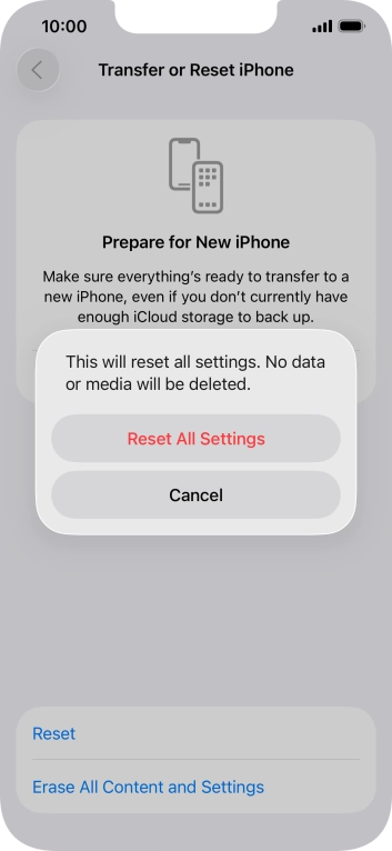 Press Reset All Settings.