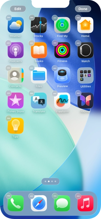 Press the home screen page icon.
