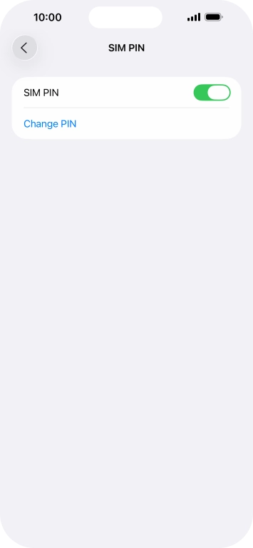 Press the indicator next to 'SIM PIN' to turn the function on or off.