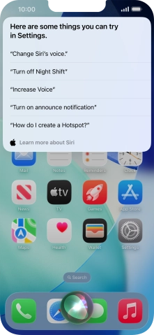 Say 'WHAT CAN I ASK' and press Learn more about Siri to see more examples. Say 'WHAT CAN I ASK' and press Learn more about Siri to see more examples.
