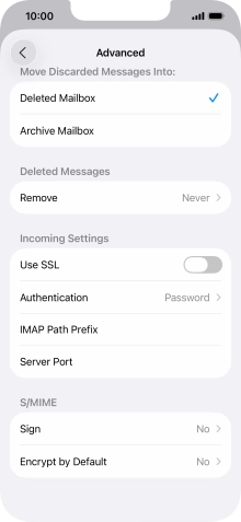 Press the indicator next to 'Use SSL' to turn on the function.
