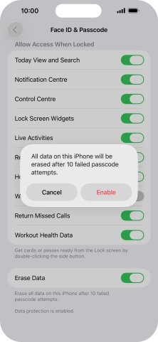 If you turn on the function, press Enable. If you turn on the function, press Enable.