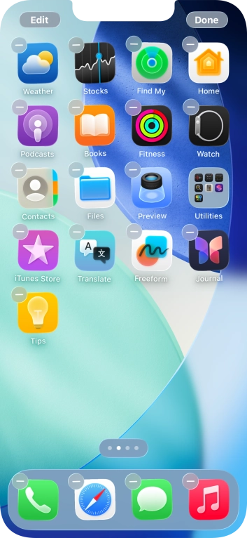 Press the home screen page icon.