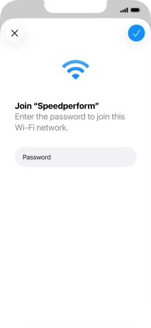 Key in the password for the WiFi network and press the confirm icon.