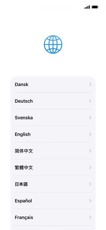 Press the required language.