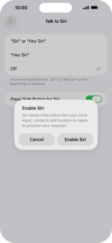 Press Enable Siri.