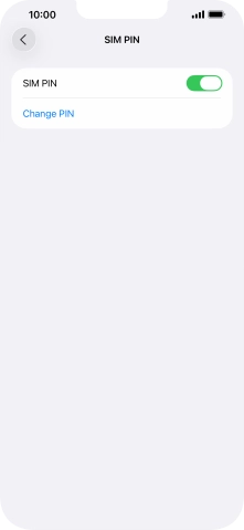 Press the indicator next to 'SIM PIN' to turn the function on or off.