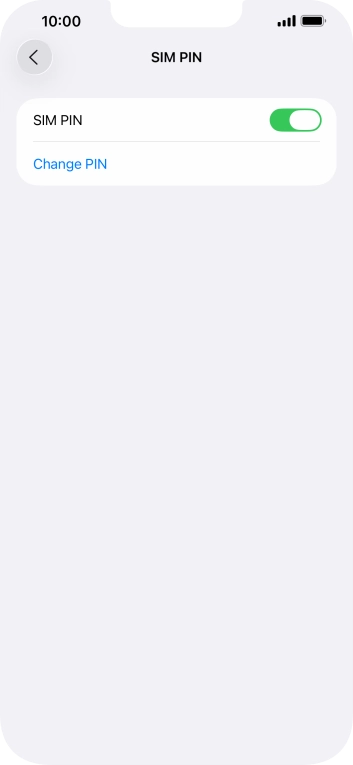 Press the indicator next to 'SIM PIN' to turn the function on or off.