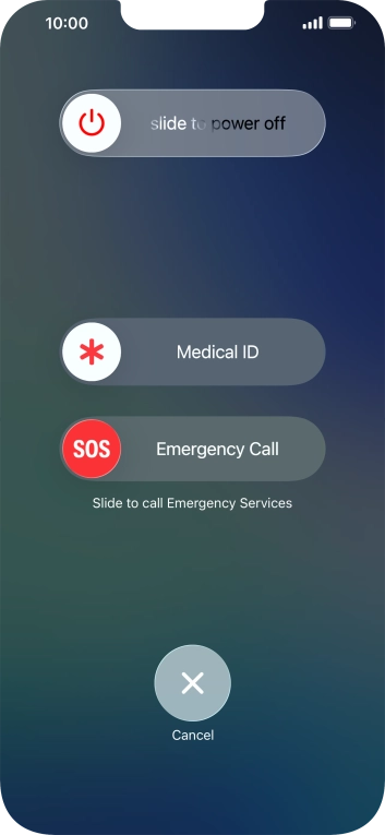Press and drag the power off icon right.