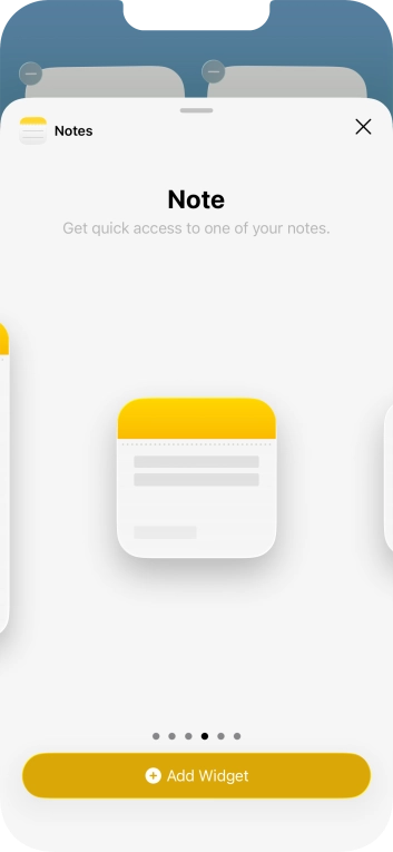 Slide your finger right or left on the screen to select the required widget size. Slide your finger right or left on the screen to select the required widget size.