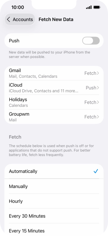 If you turn off the function, press the required setting.