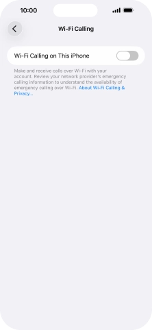 Press the indicator next to 'Wi-Fi Calling on This iPhone' to turn the function on or off.