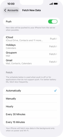 Press the indicator next to 'Push' to turn the function on or off. Press the indicator next to 'Push' to turn the function on or off.