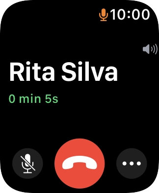 Prima o ícone de terminar chamada para terminar a chamada e voltar ao ecrã inicial.