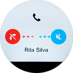 Prima o ícone de perfil silencioso e arraste-o para a esquerda quando receber uma chamada. O tom de toque é silenciado, mas a chamada continua até ser terminada ou desviada.