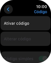 Prima Ativar código e introduza um código de bloqueio à escolha duas vezes de seguida.