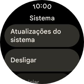 Prima Actualizações do sistema. Se existir uma nova versão de software disponível, será agora indicado no ecrã. Siga as indicações no ecrã para atualizar o software no seu smartwatch.