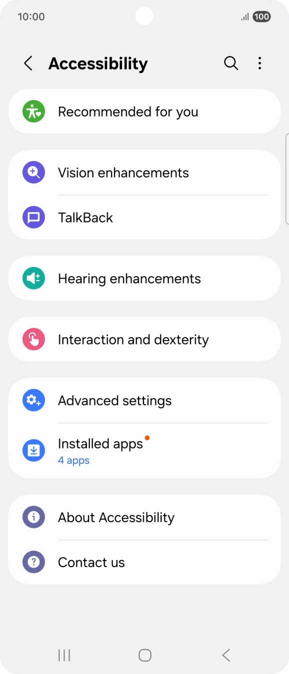 Press Vision enhancements and follow the instructions on the screen to select the required settings.