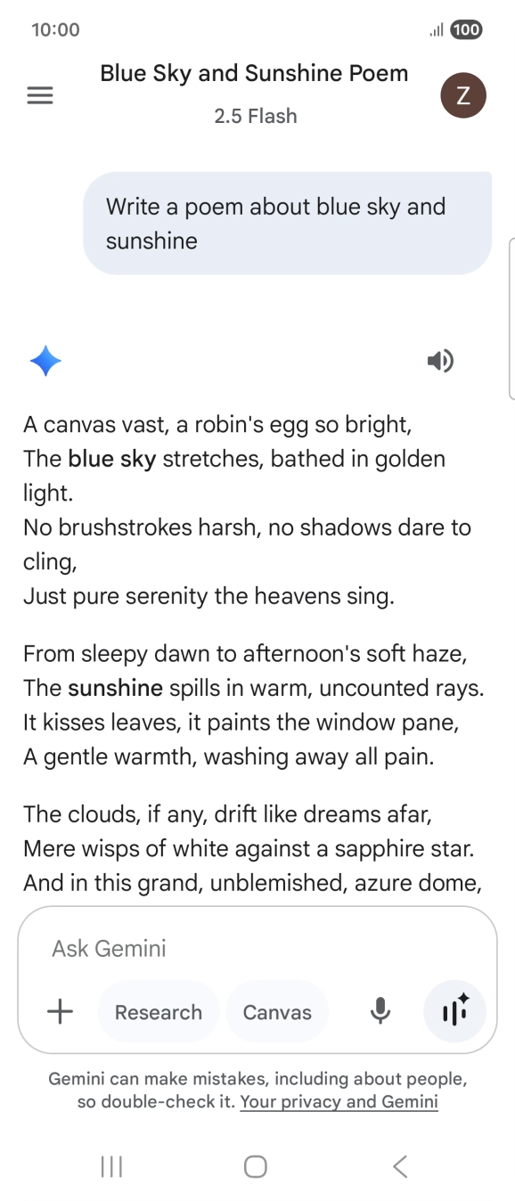 You can ask Gemini to generate a text based on your description.