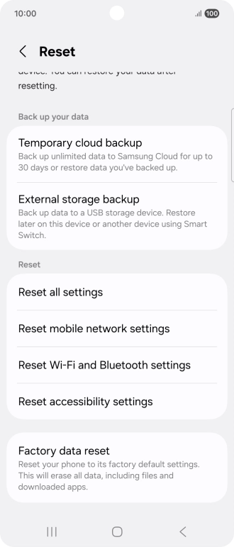 Press Factory data reset.