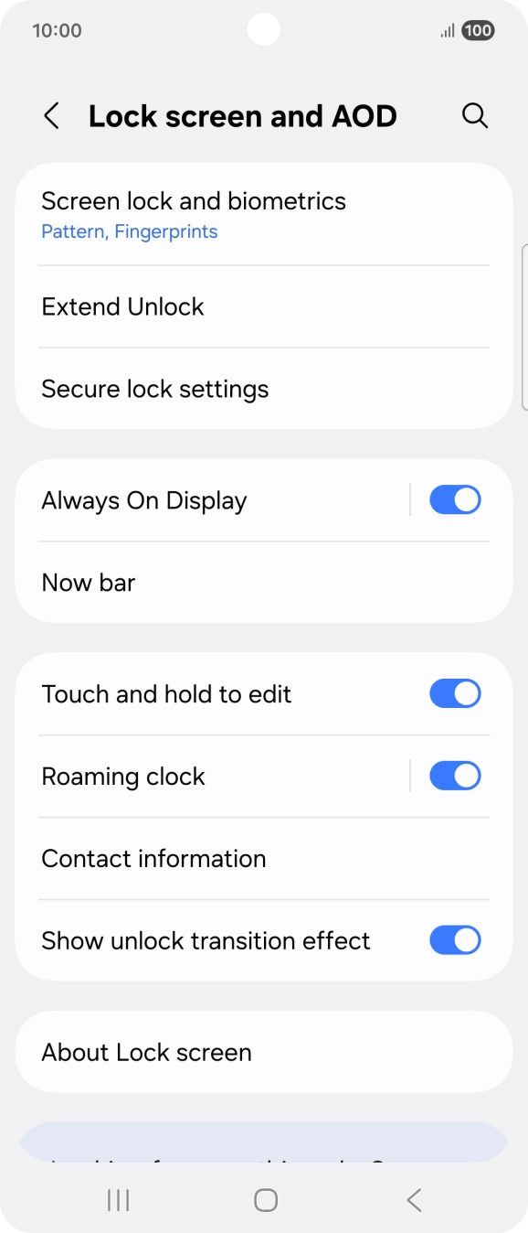 Press Screen lock and biometrics and key in the additional phone lock code you created earlier.