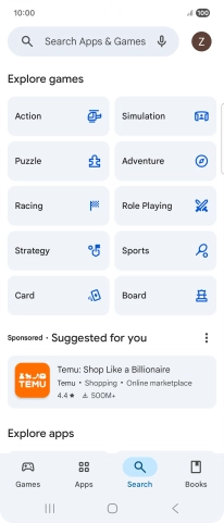 Press the search field.