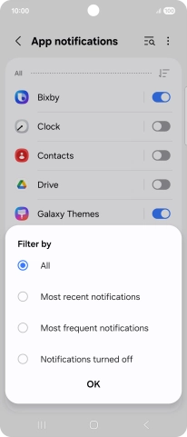 Press the required setting. Press the required setting.