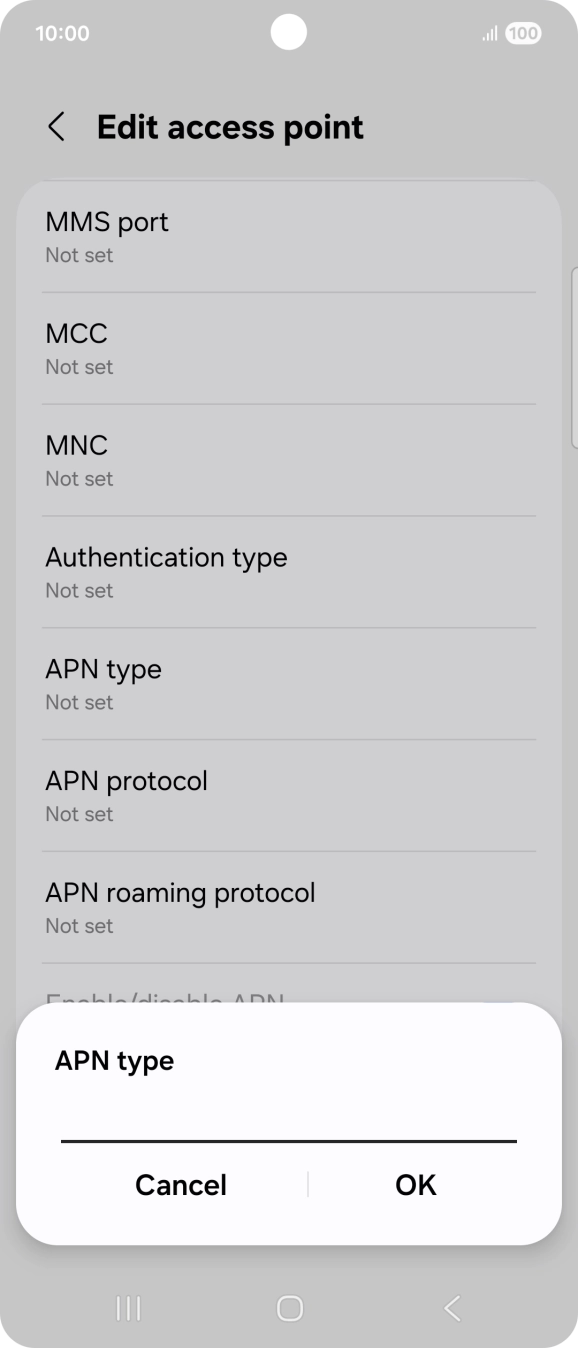 Key in default and press OK.