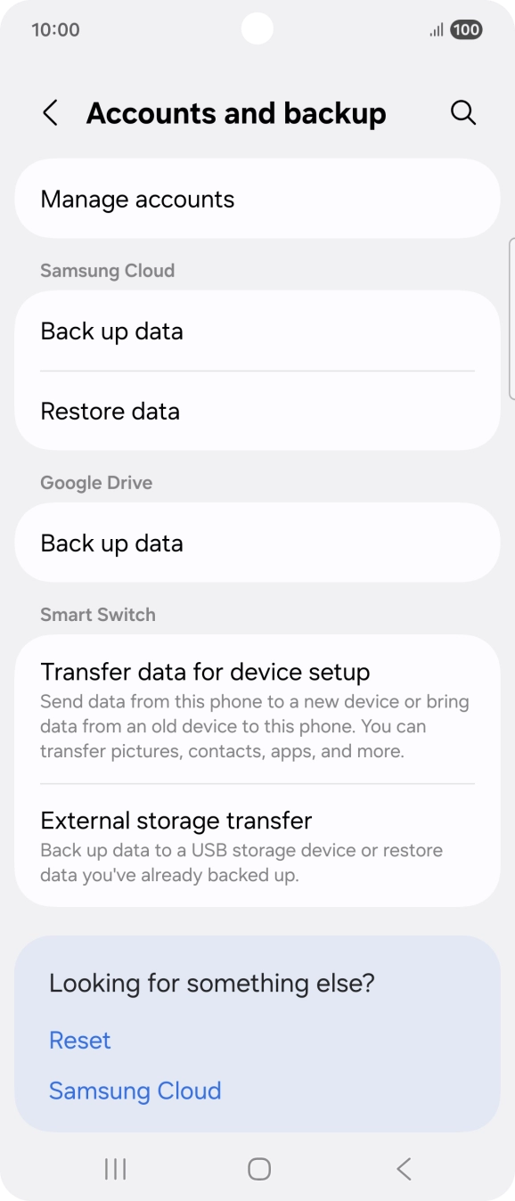 Press Manage accounts. Press Manage accounts.