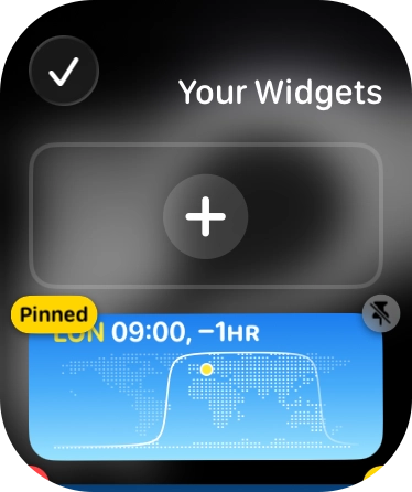 Press the pin widget icon on the required widget to pin it to the top of the stack.