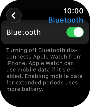 Press the indicator next to 'Bluetooth' to turn the function on or off.