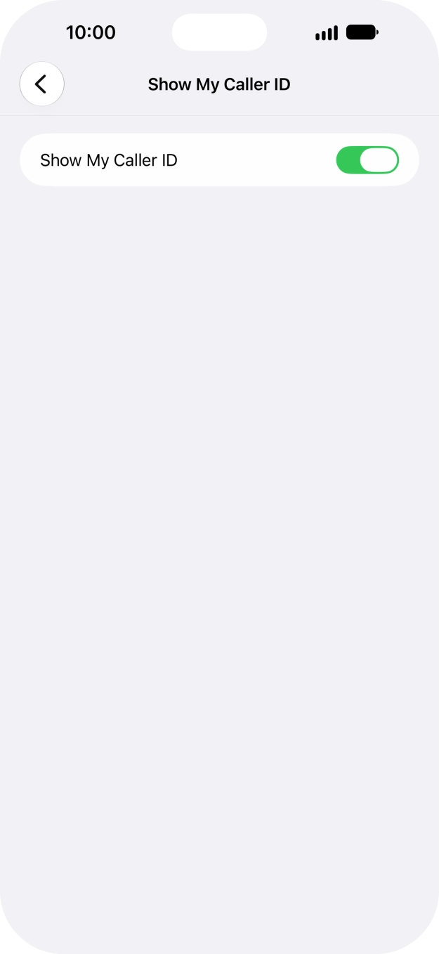 Press the indicator next to 'Show My Caller ID' to turn the function on or off. Press the indicator next to 'Show My Caller ID' to turn the function on or off.