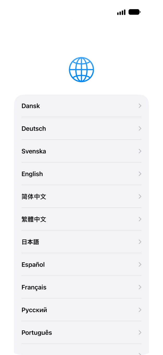 Press the required language. Press the required language.