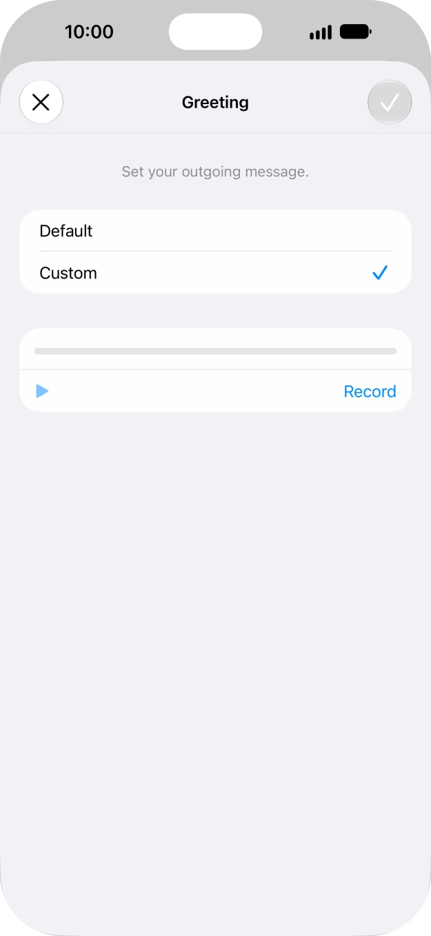 Press Record to start recording a personal greeting. Press Record to start recording a personal greeting.
