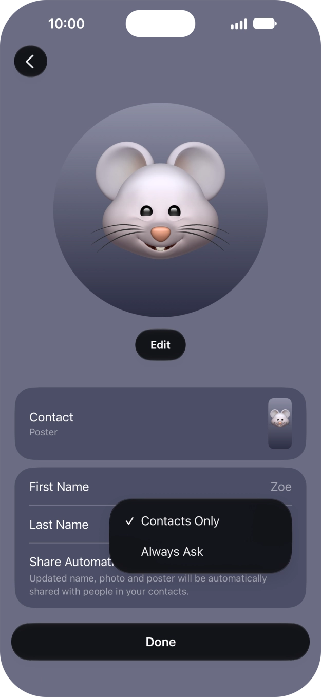 Press the required setting. Press the required setting.