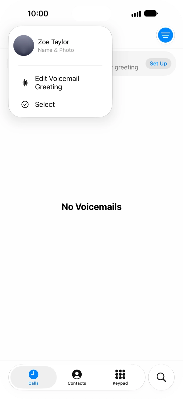 Press Edit Voicemail Greeting. Press Edit Voicemail Greeting.